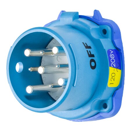 Meltric Pin & Sleeve Inlet, 30 A, 120/208V AC, Three Phase, 3 Pole, Screw Terminals Wire Connection Type 33-38167-974
